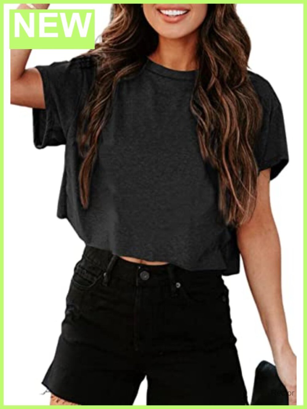 Women's Short Sleeve Cropped T-Shirt Crew Neck Loose Fit Summer Basic Tee